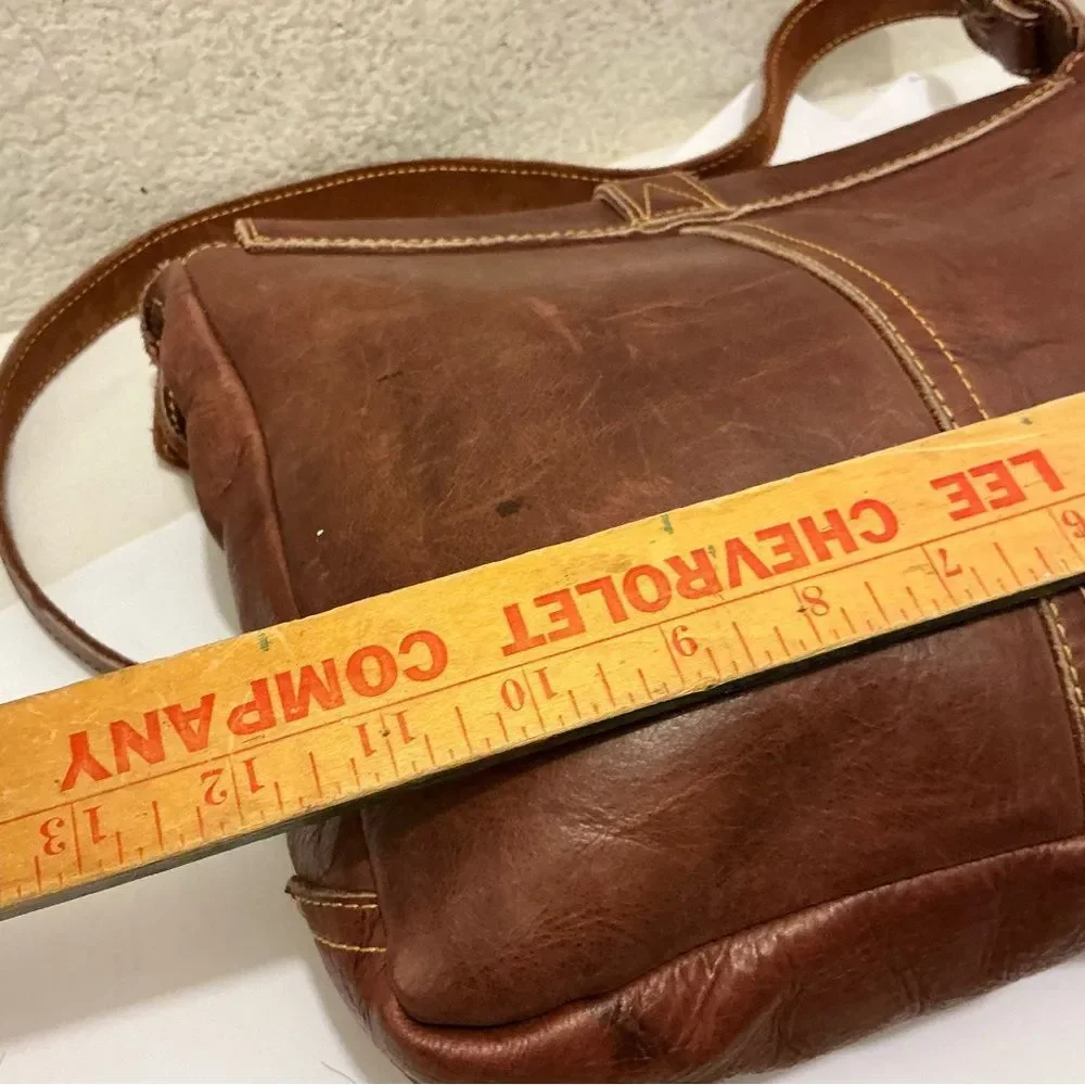 Frye Rich Brown Leather Messenger Bag vintage